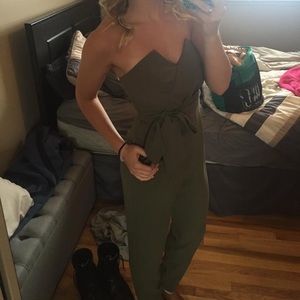Bebé olive green jumpsuit.